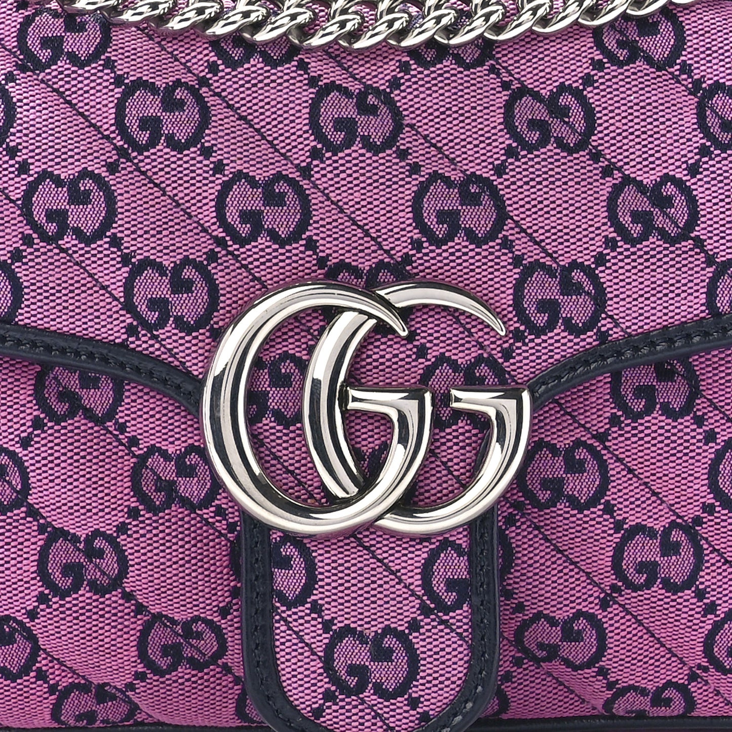 Monogram Multicolor Matelasse Diagonal Small GG Marmont Shoulder Bag Pink Blue