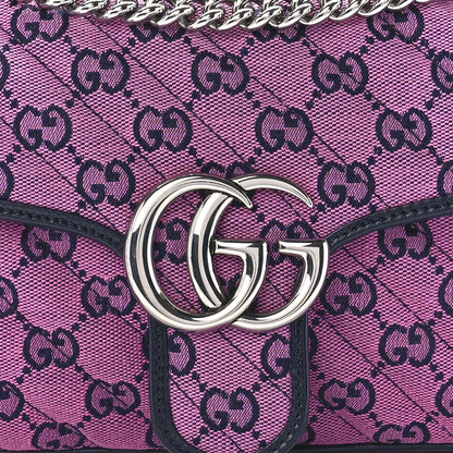 Gucci Monogram Multicolor Matelasse Diagonal Small GG Marmont Shoulder Bag Pink Blue 9 of 12
