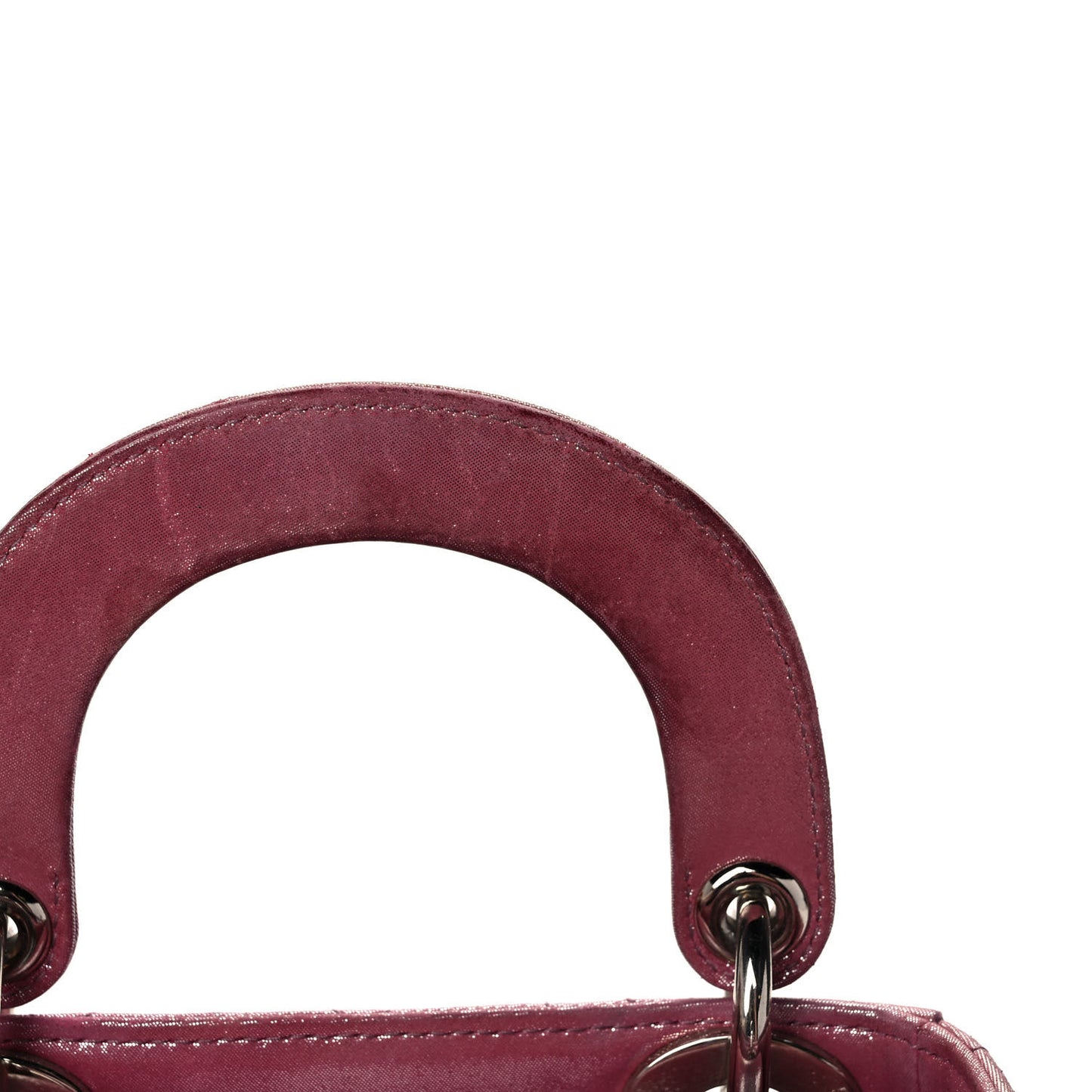 Metallic Lambskin Cannage Mini Lady Dior Rose Cherie