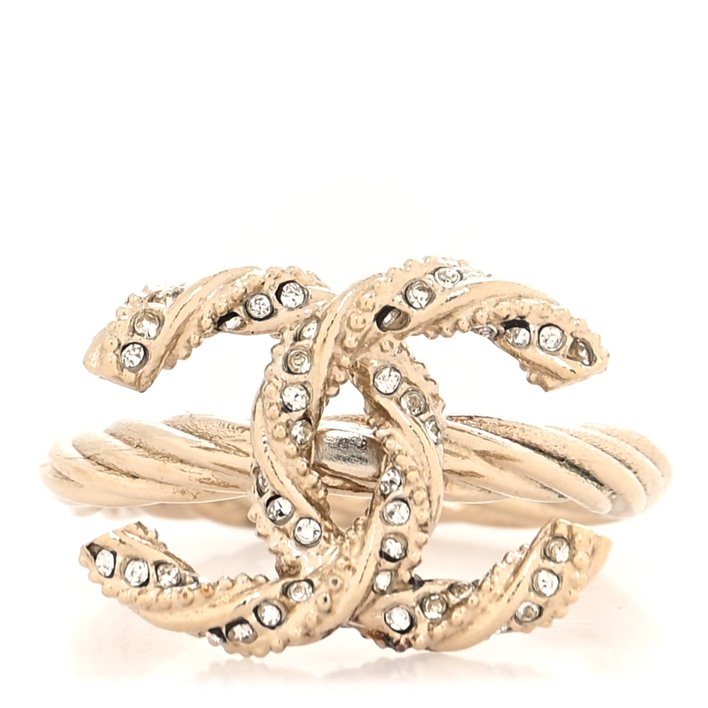 Crystal Twisted CC Ring 7 Gold