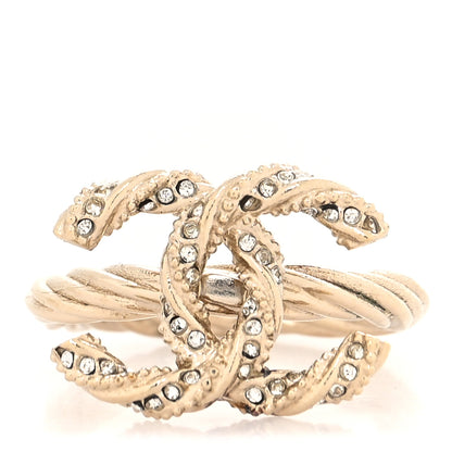 Chanel Crystal Twisted CC Ring 7 Gold 1 of 4