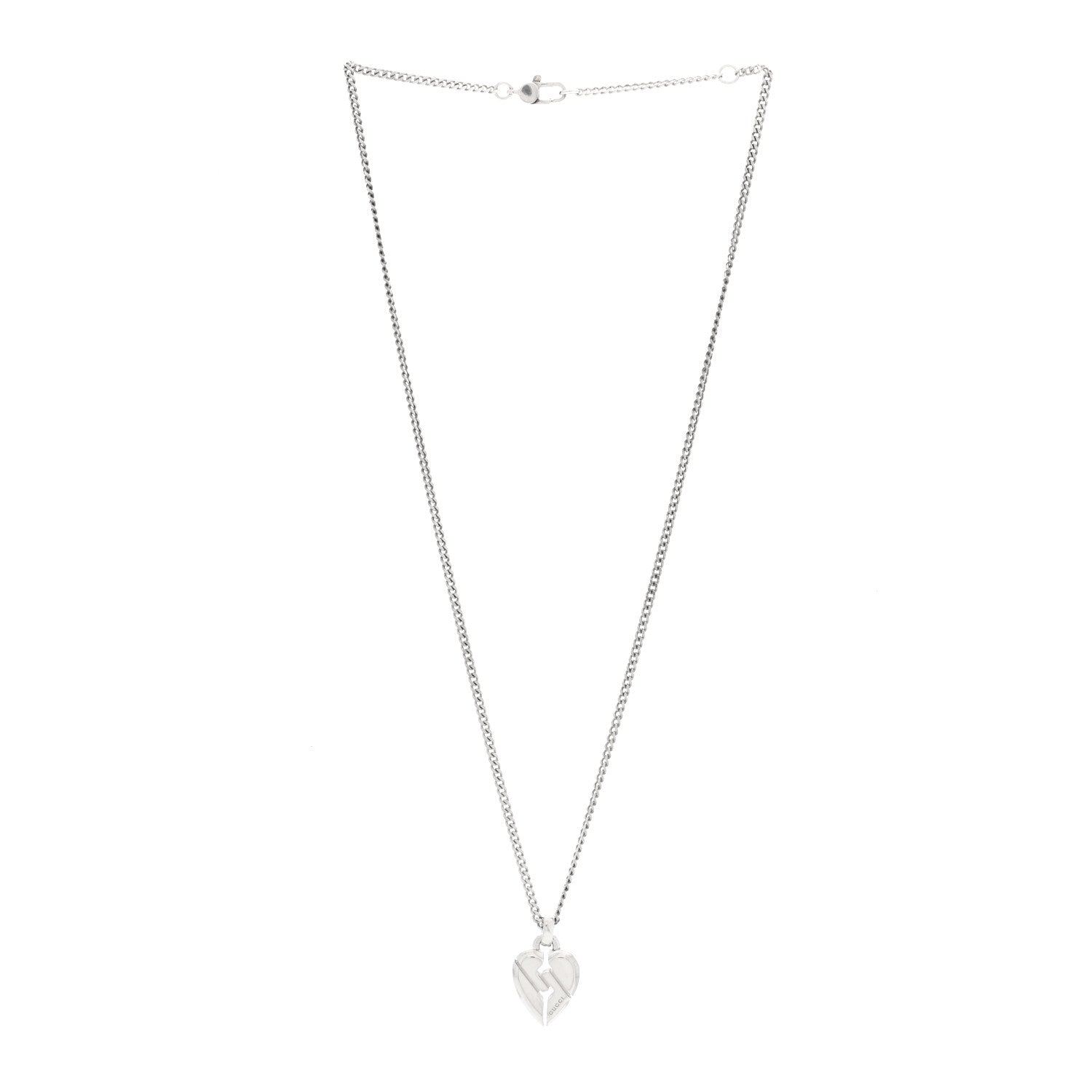 Gucci Sterling Silver Knot Heart Pendant Necklace 3 of 5