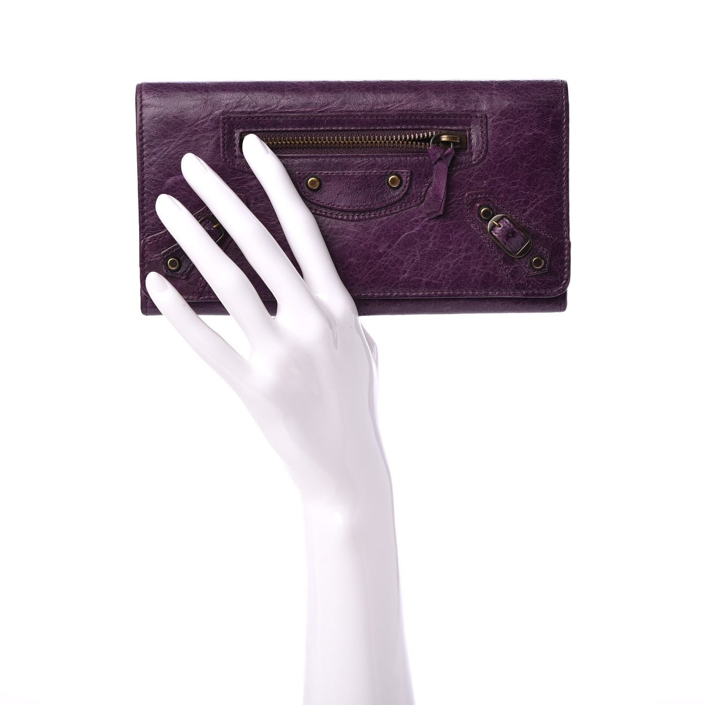 Agneau Classic Hardware Money Wallet Raisin