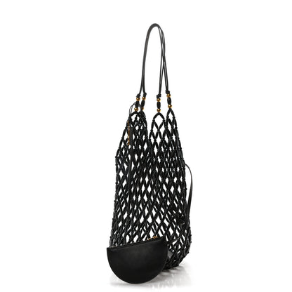 Saint Laurent Wood Beaded Hobo Bag Black 3 of 9