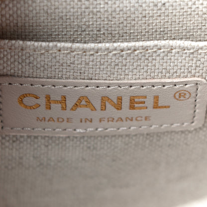 Chanel Cotton Raffia Lambskin Woven Medium Single Flap Beige Beige Black 6 of 10