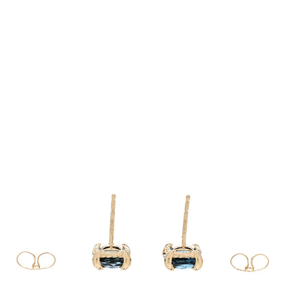 David Yurman 18K Yellow Gold Diamond Blue Topaz 8mm Chatelaine Stud Earrings 3 of 5