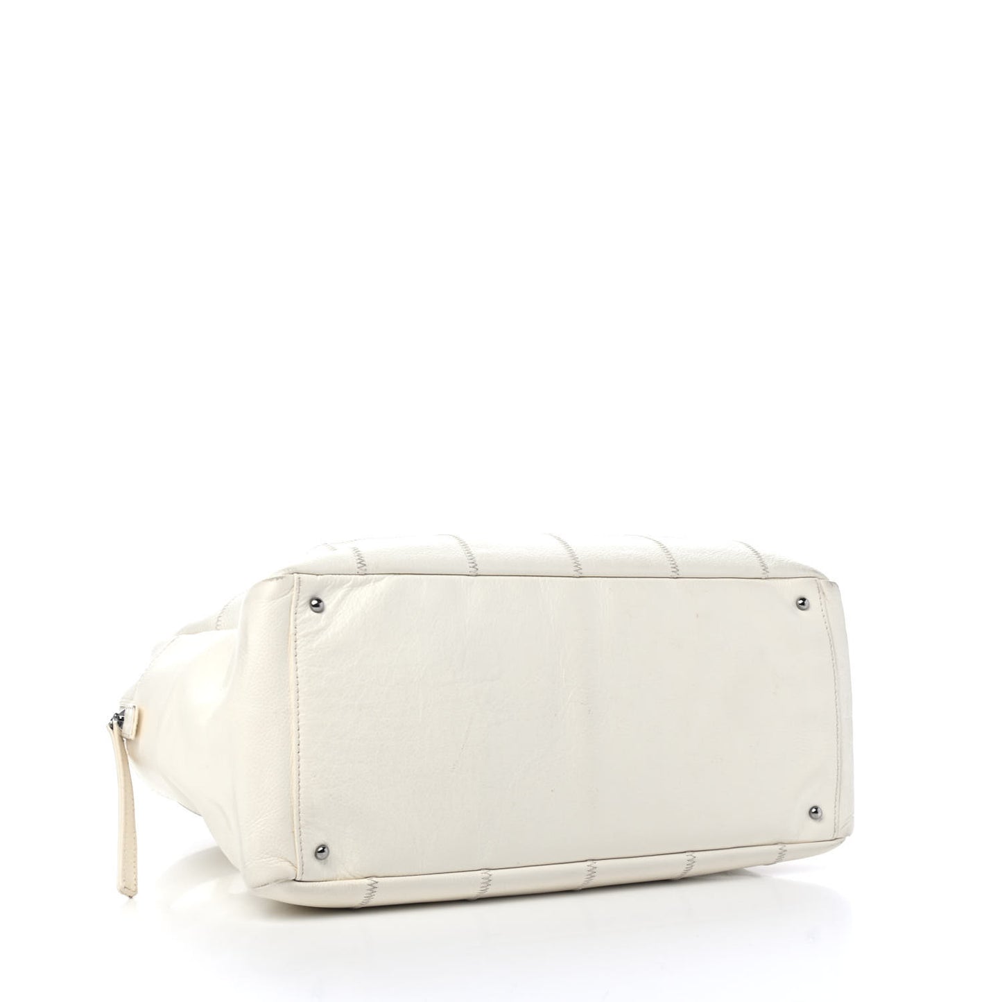 Caviar Square Stitched Satchel White