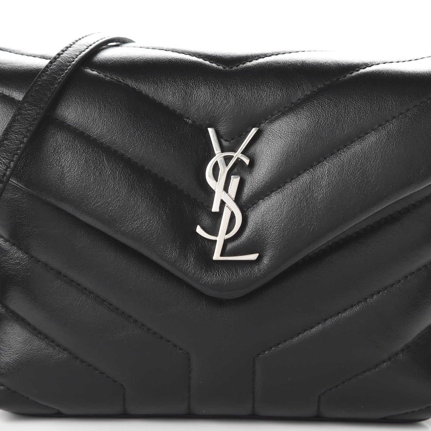 Calfskin Y Quilted Monogram Toy Loulou Crossbody Bag Black