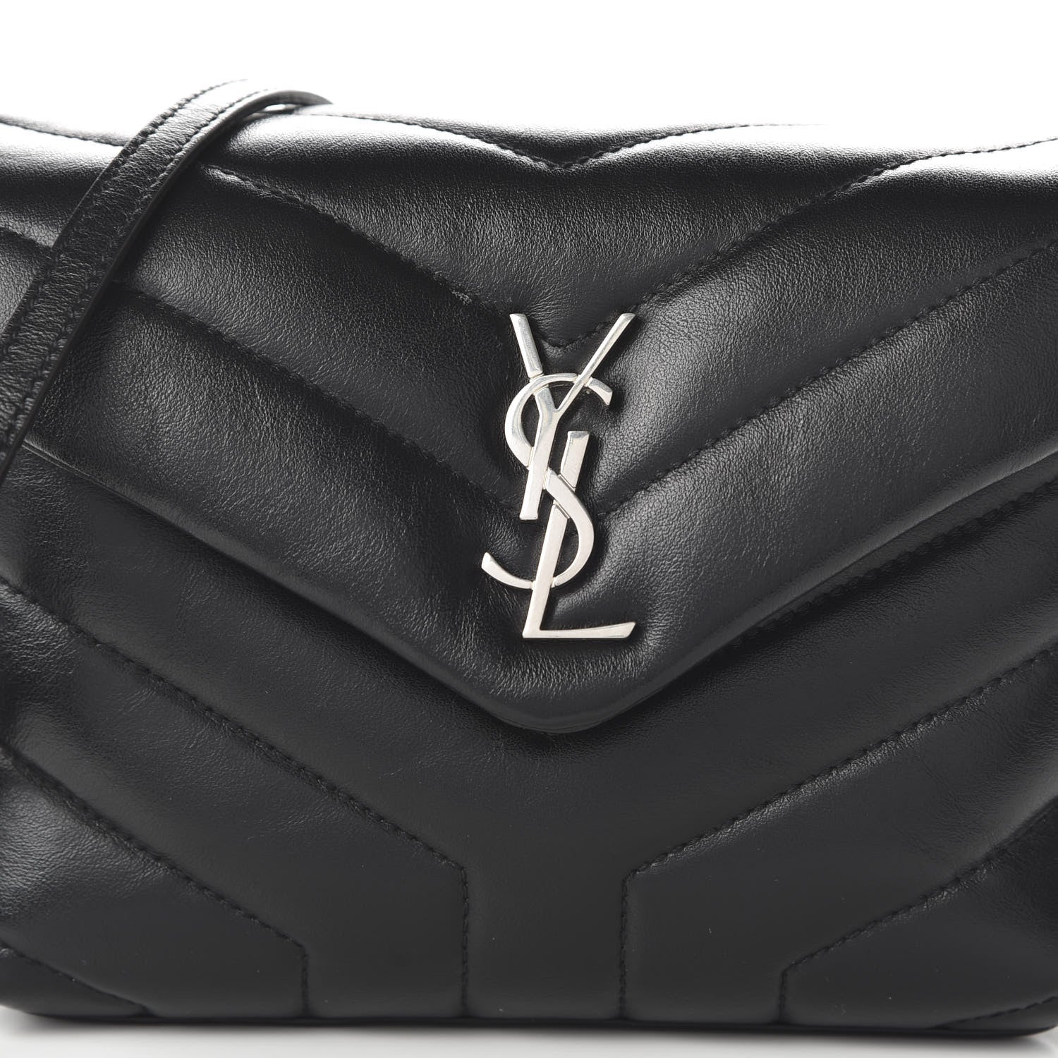 Saint Laurent Calfskin Y Quilted Monogram Toy Loulou Crossbody Bag Black 9 of 10
