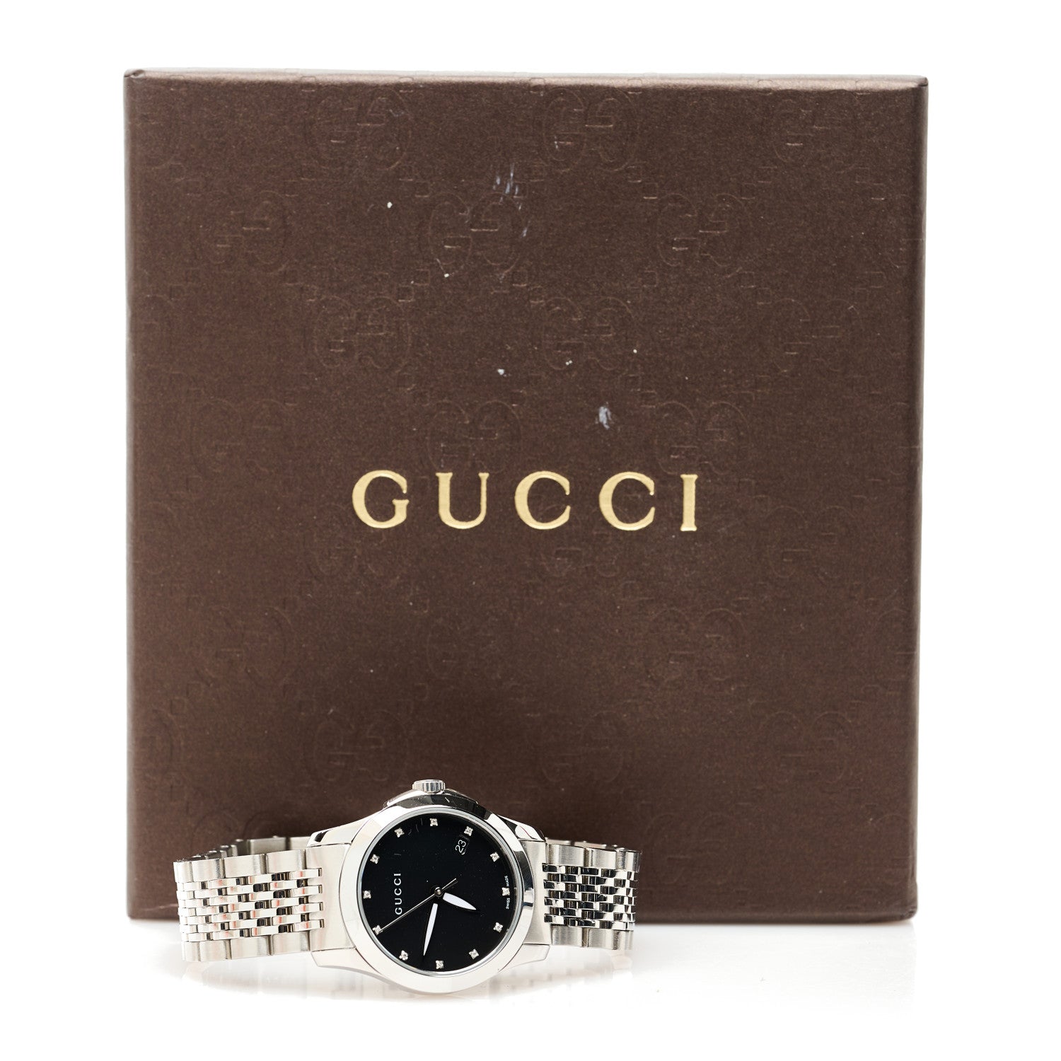 Gucci Stainless Steel Diamond 27mm G-Timeless Quartz Watch Black 5 of 5