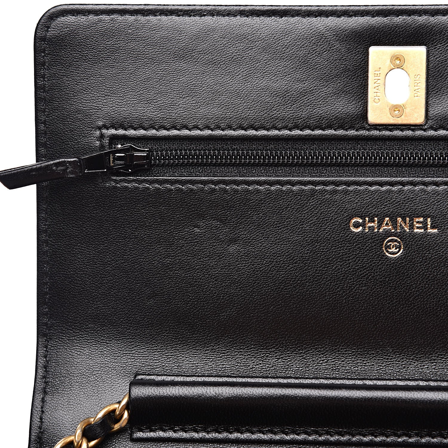 Chanel Lambskin Quilted CC Pearl Crush Wallet on Chain WOC Black 11 of 14