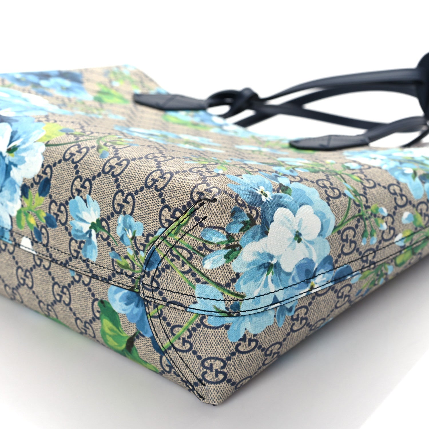 Gucci GG Supreme Monogram Blooms Small Reversible Tote Beige Blue Navy 9 of 9