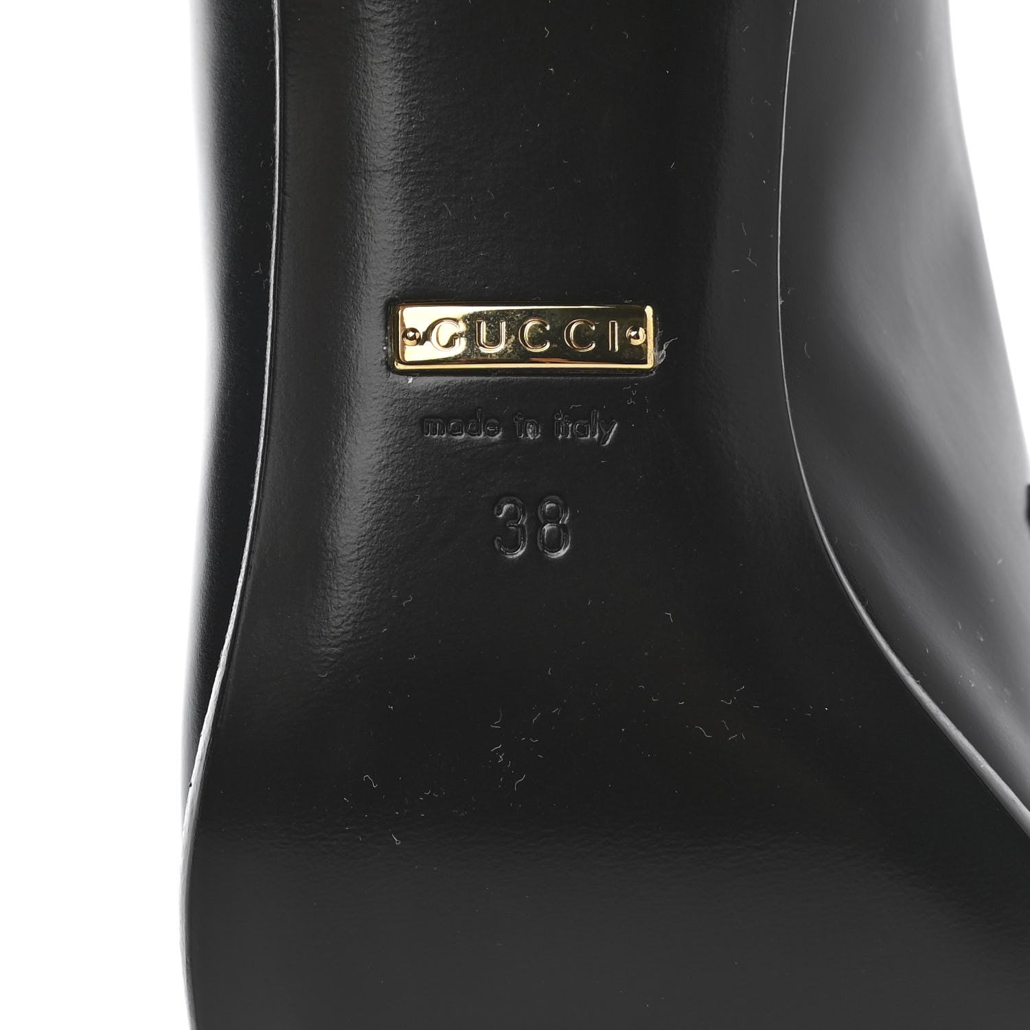 Gucci Calfskin Suede Horsebit Mid Heel Pumps 38 Black 6 of 8