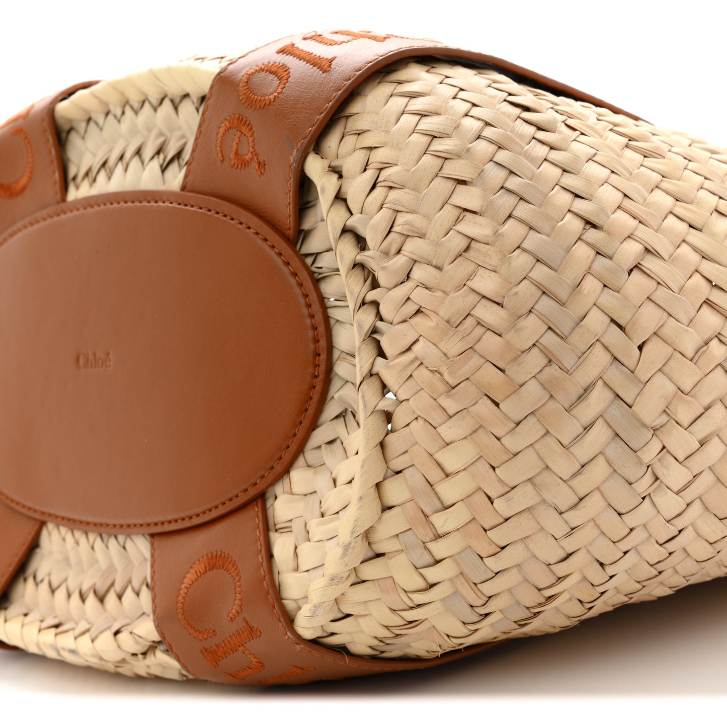 Raffia Smooth Calfskin Medium Sense Basket Caramel