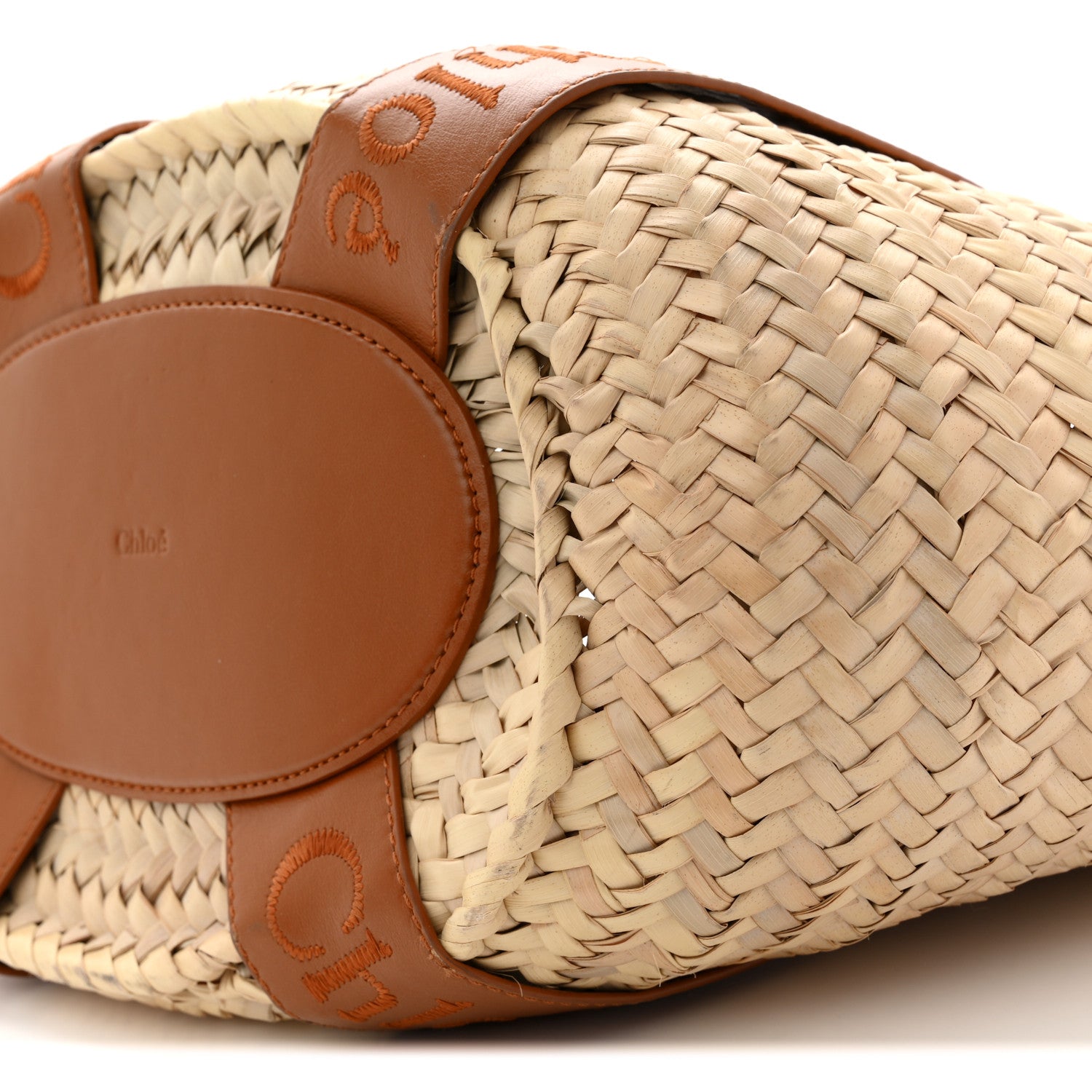 Chloe Raffia Smooth Calfskin Medium Sense Basket Caramel 8 of 11