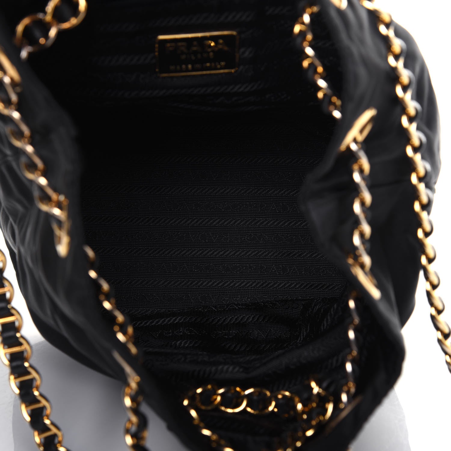 Prada Nylon Tessuto Acciaio Chain Shoulder Bag Black 5 of 12