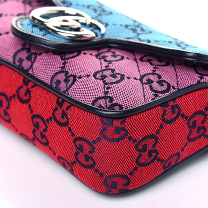 Gucci Monogram Multicolor Matelasse Diagonal Super Mini GG Marmont Shoulder Bag Light Blue Pink Blue Green Red 9 of 12