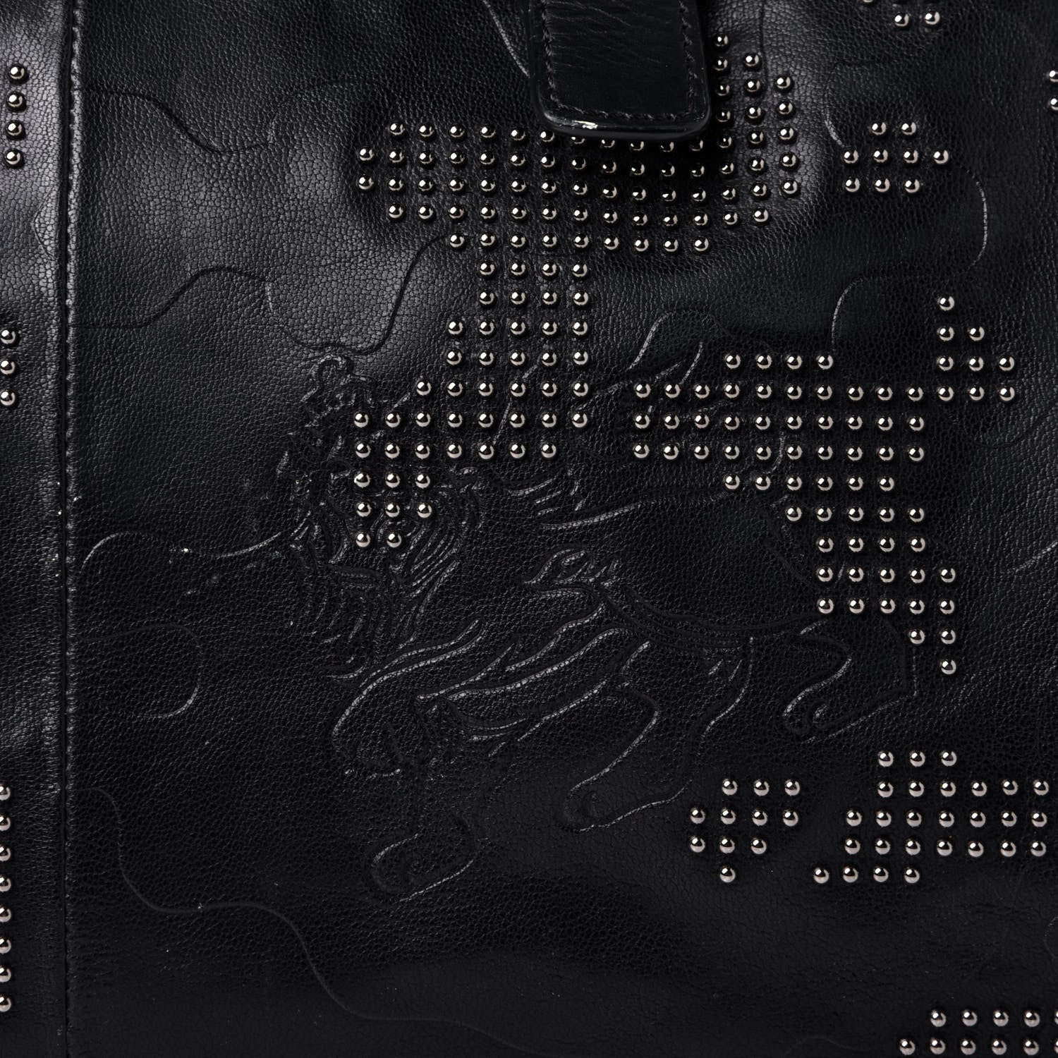 MCM Smooth Calfskin Camo Studded Weekender Bag Black 11 of 11