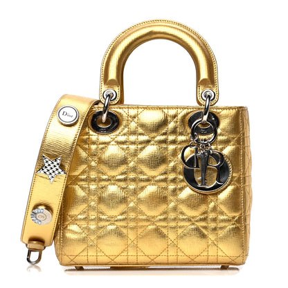 Christian Dior Metallic Grained Calfskin Cannage Small Lucky Badges My Lady Dior Gold 1 of 7