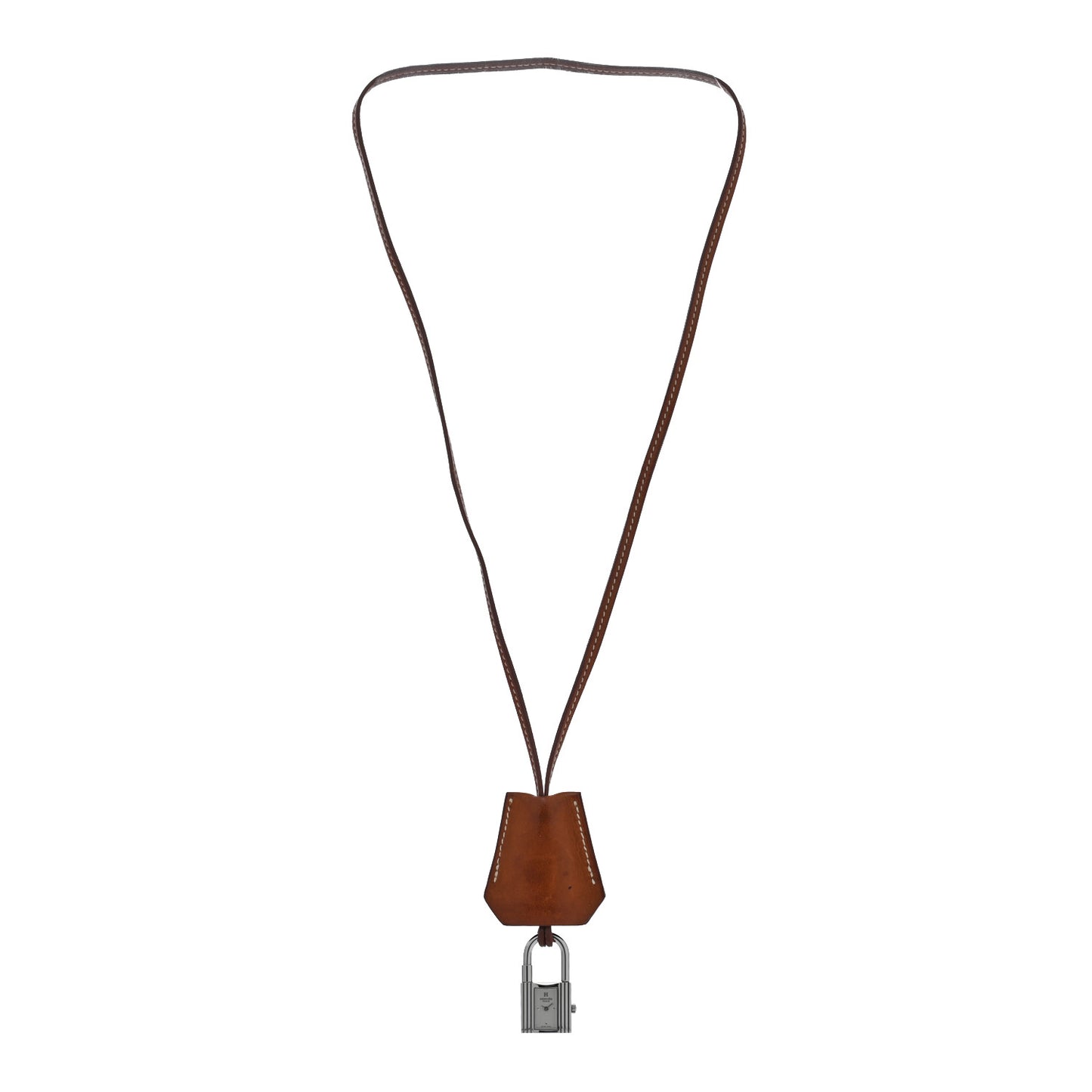 Stainless Steel Barenia Kelly Clochette Necklace Watch Fauve