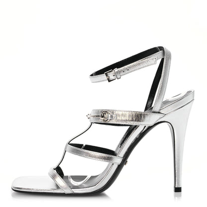 Gucci Nappa Silk High Heel Sandals 40 Argento 1 of 11