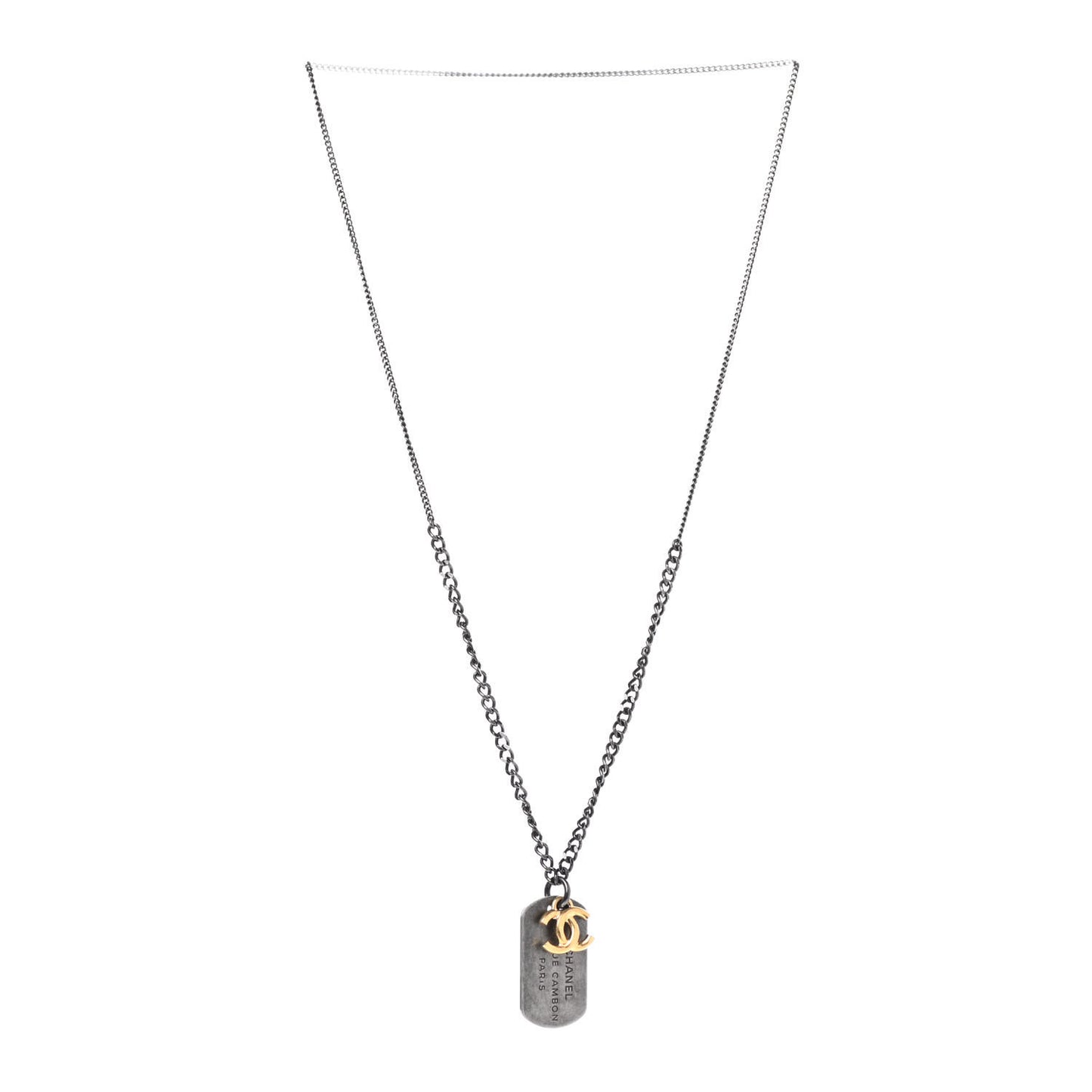 Ruthenium ID Dog Tag Charm Necklace Silver Gold