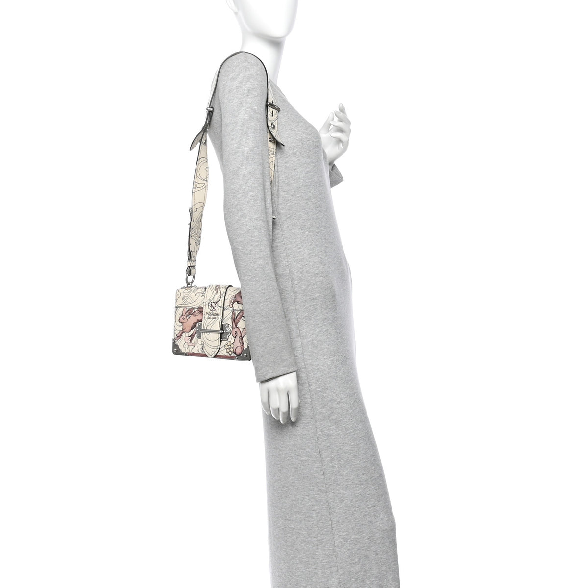 X JAMES JEAN Glace Calfskin Rabbit Print Cahier Bag Opaline