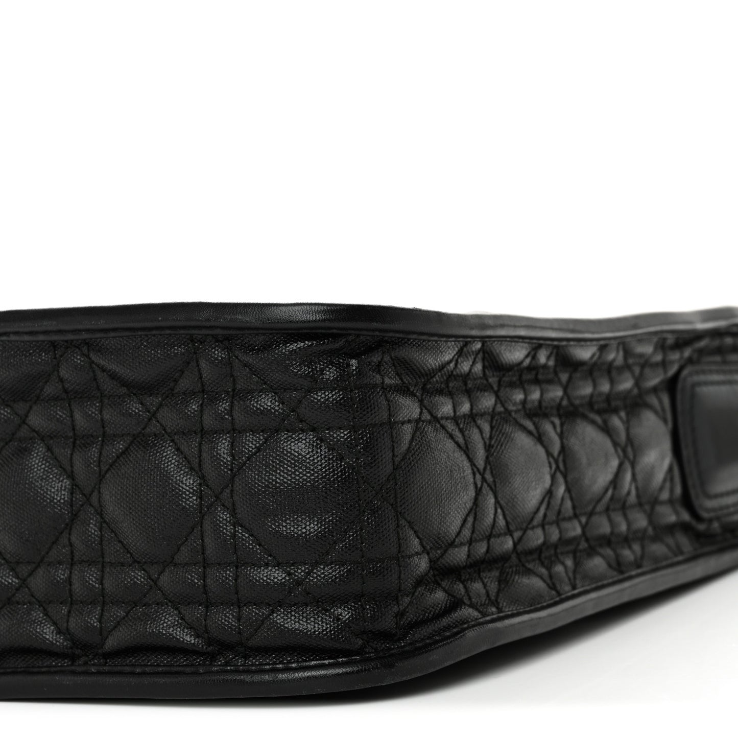 Coated Canvas Cannage Crossbody Bag Black