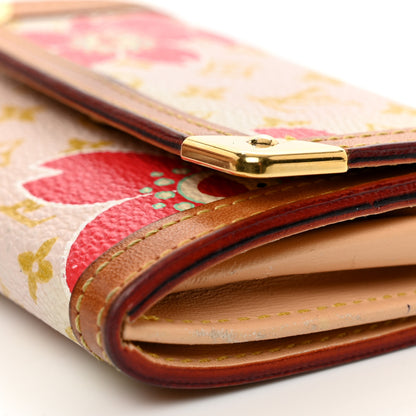 Louis Vuitton Monogram Cherry Blossom Porte-Monnaie Plat Coin Purse Red 8 of 8