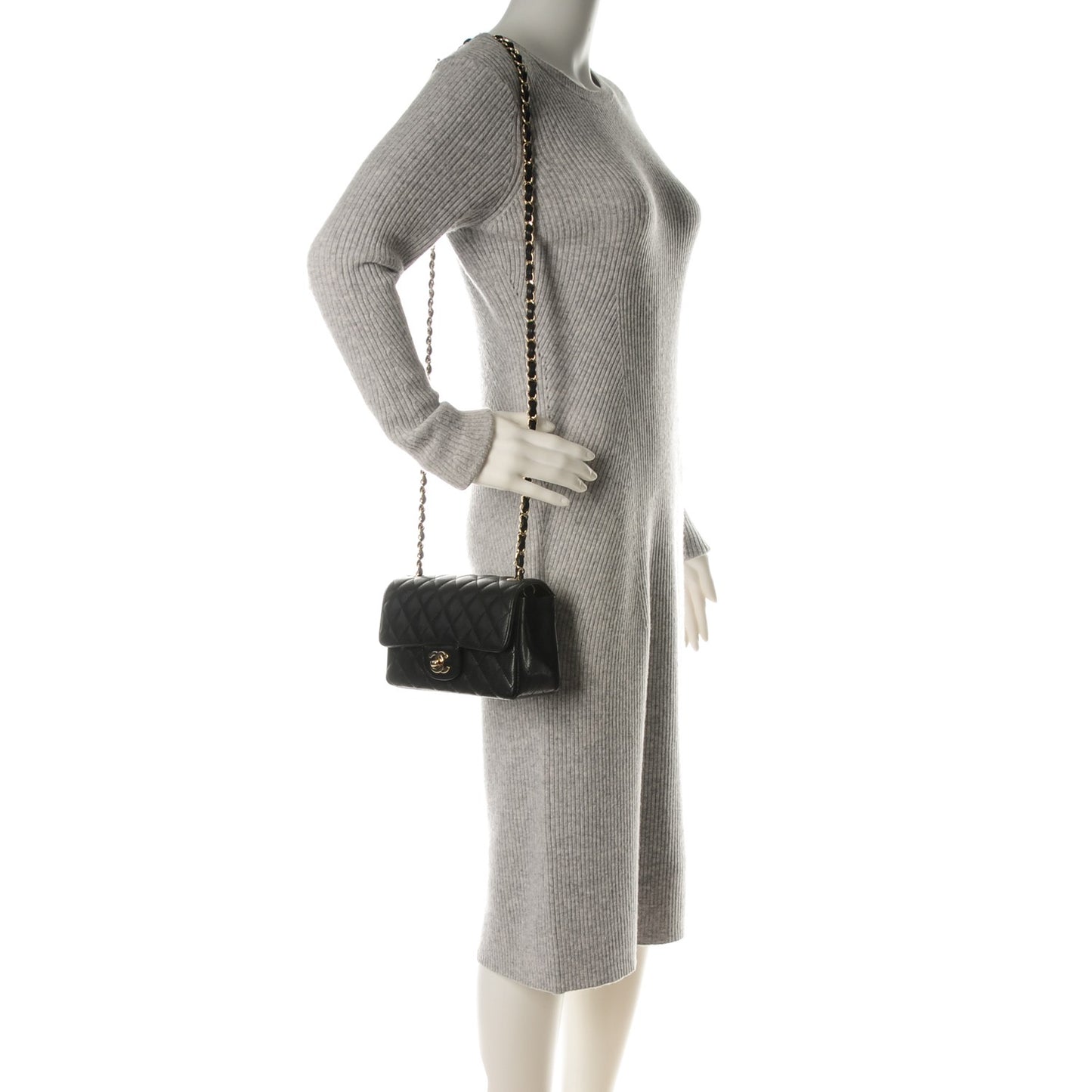 Caviar Quilted Mini Rectangular Flap Black