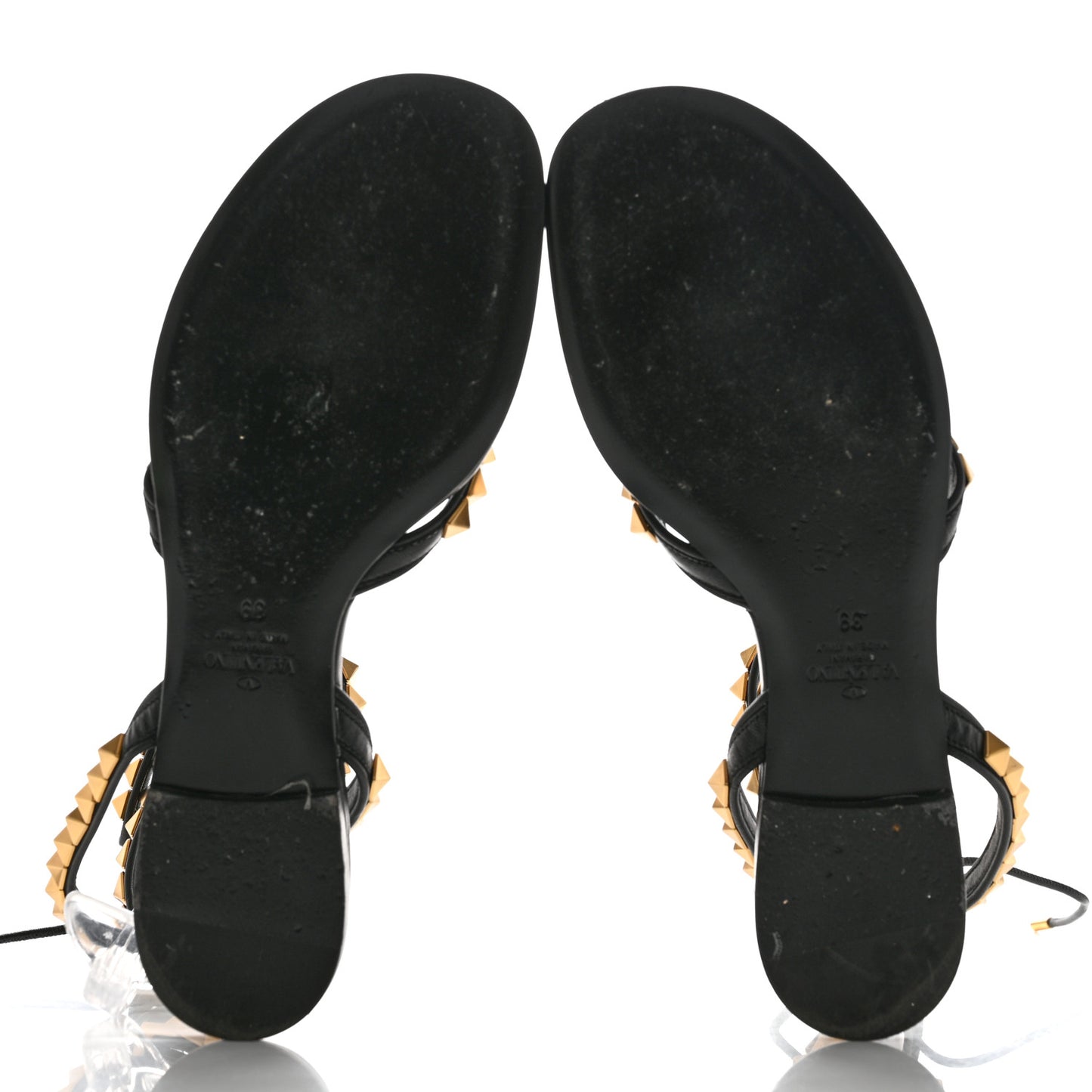 Calfskin Rockstud No Limit Gladiator Flat Thong Sandals 39 Black