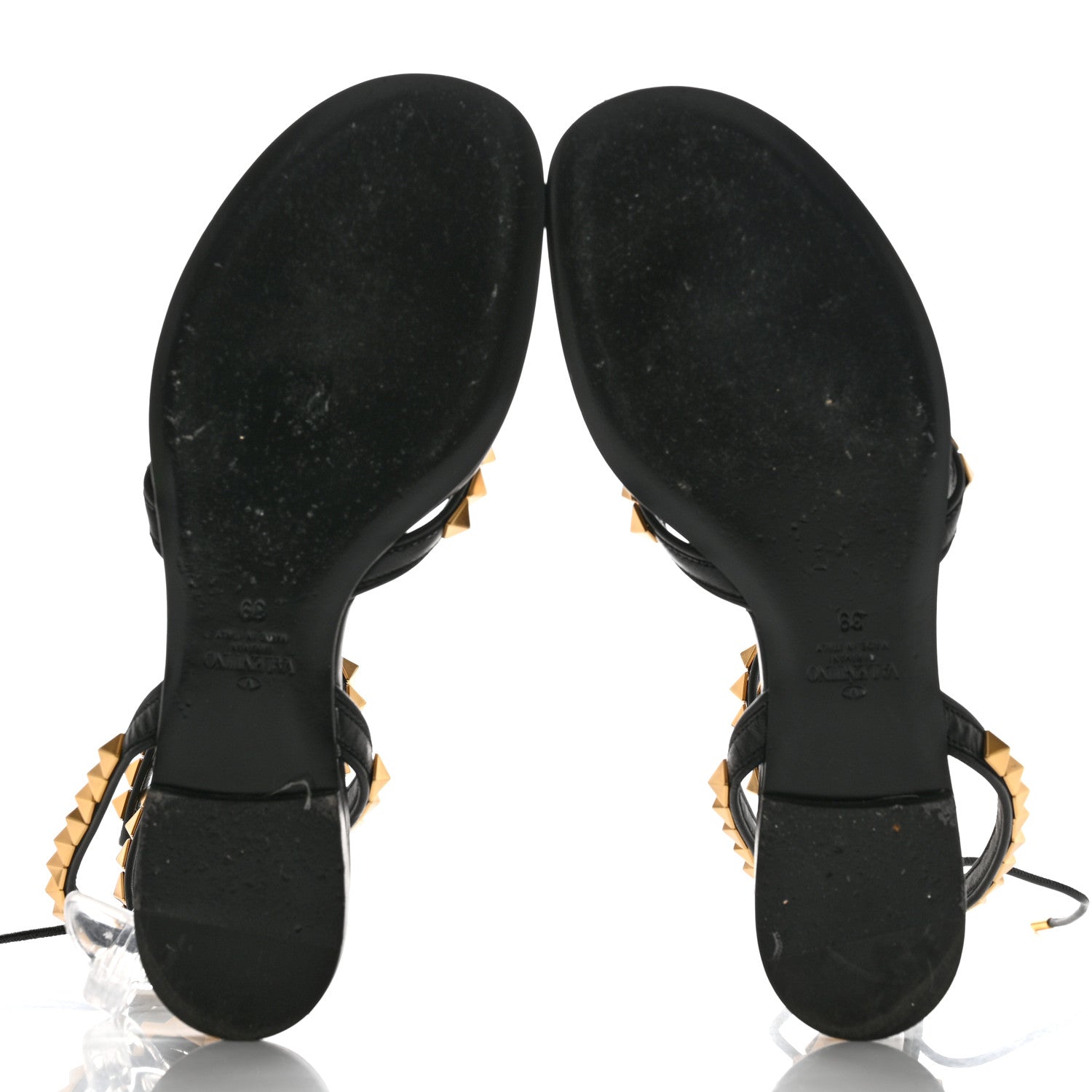 Valentino Garavani Calfskin Rockstud No Limit Gladiator Flat Thong Sandals 39 Black 5 of 11