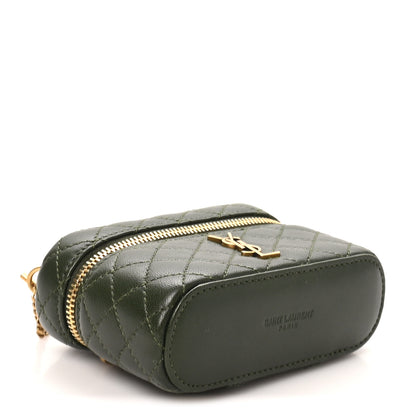 Saint Laurent Lambskin Quilted Mini Gaby Vanity Case Olive Wood 4 of 10