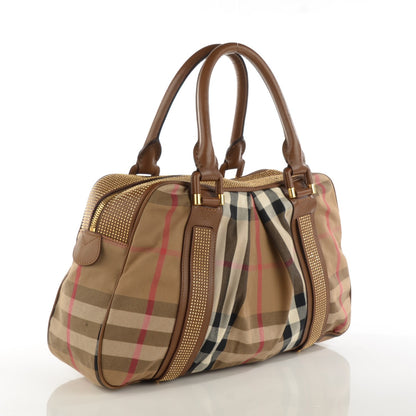 Burberry House Check Studded Knight Satchel Brown 3 of 9