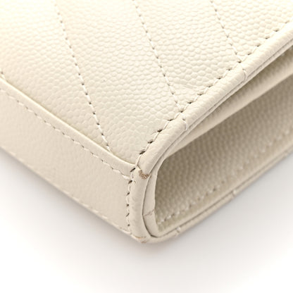 Saint Laurent Grain De Poudre Matelasse Chevron Monogram Chain Wallet Crema Soft 15 of 15