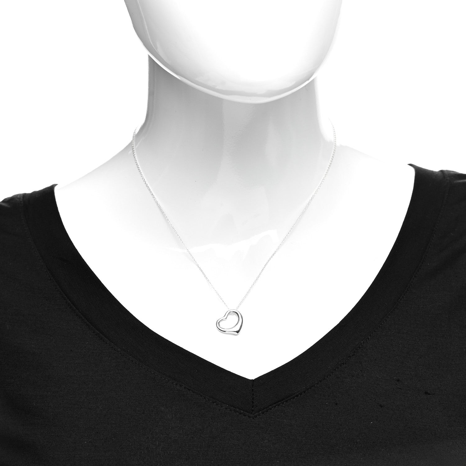 Tiffany Sterling Silver 16mm Elsa Peretti Open Heart Pendant Necklace 2 of 7