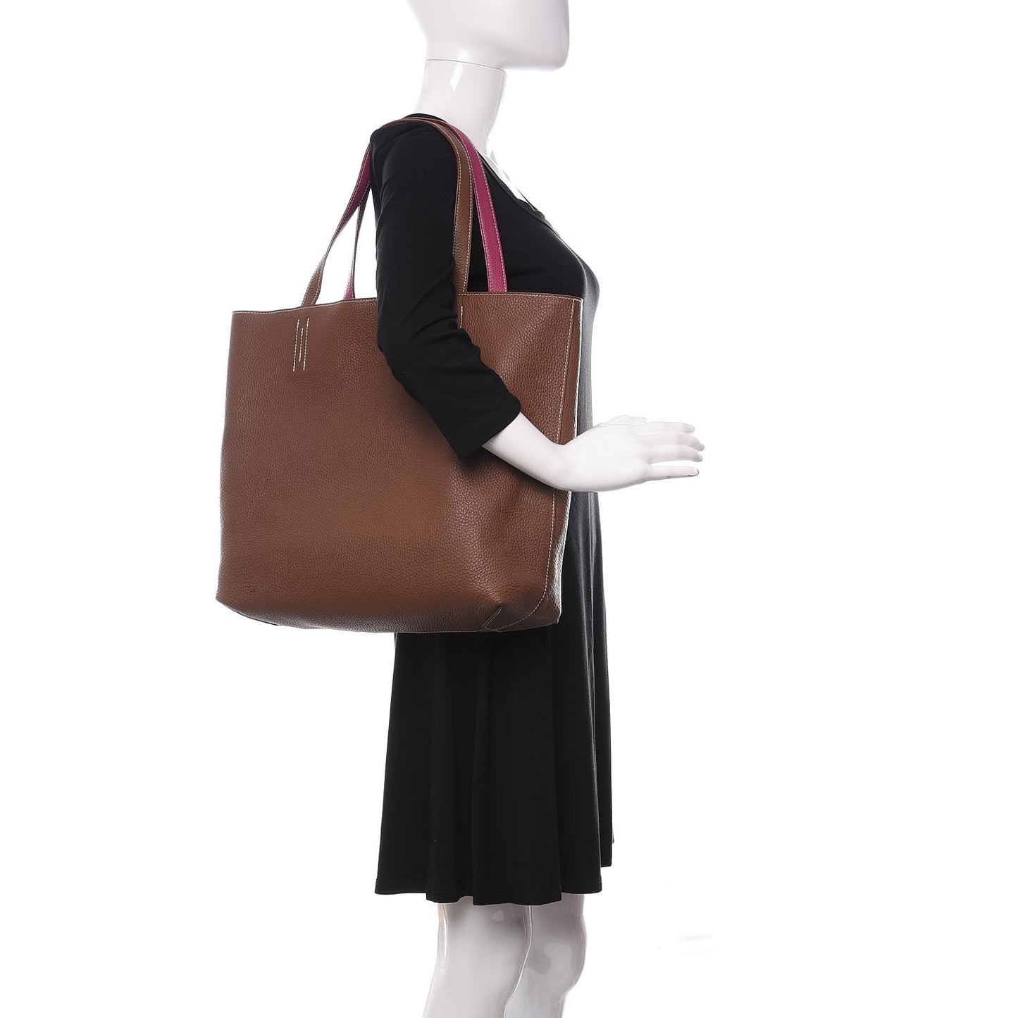 Taurillon Clemence Double Sens 36 Reversible Tote Marron Tosca