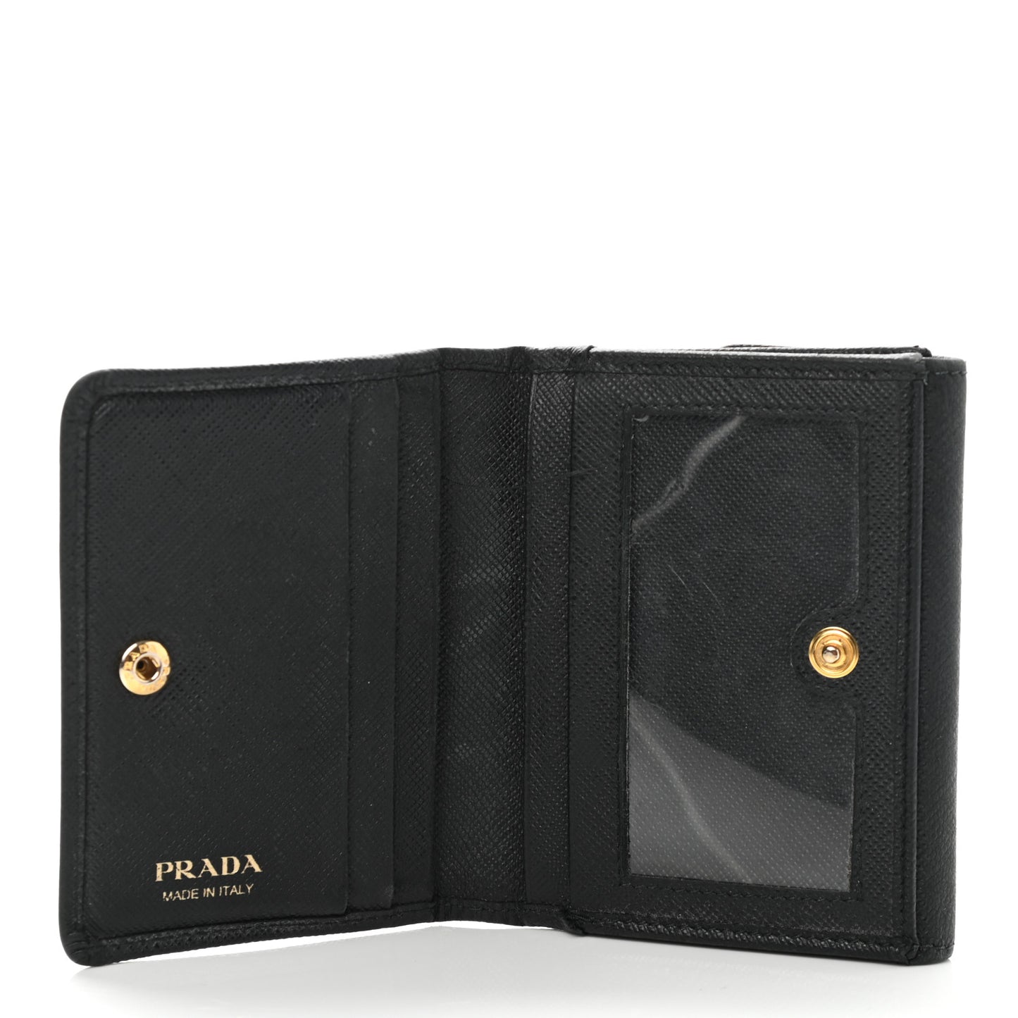 Saffiano Metal Tri-Fold Wallet Black