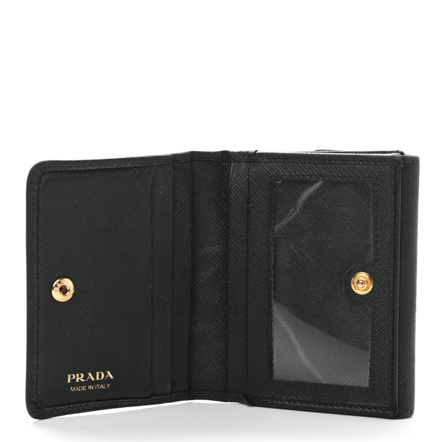 Prada Saffiano Metal Tri-Fold Wallet Black 5 of 10