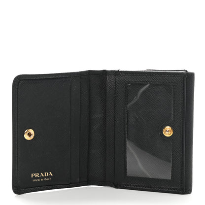 Prada Saffiano Metal Tri-Fold Wallet Black 5 of 10