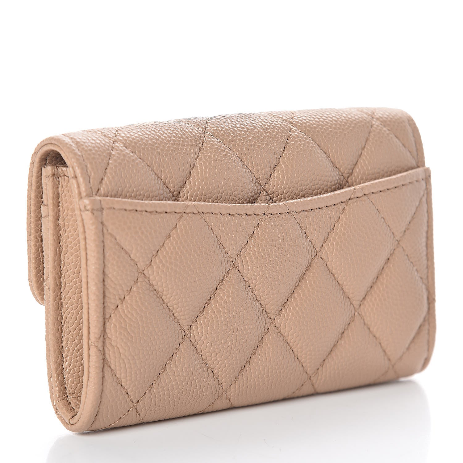 Chanel Caviar Quilted Flap Card Holder Wallet Beige 3 of 9