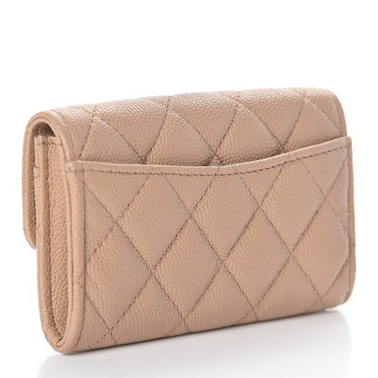 Chanel Caviar Quilted Flap Card Holder Wallet Beige 3 of 9