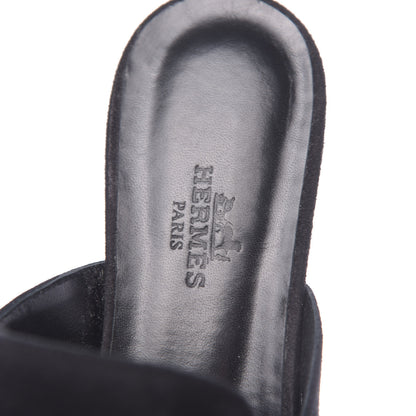 Hermes Velvet Goatskin Beauty Mules 37 Black 6 of 8