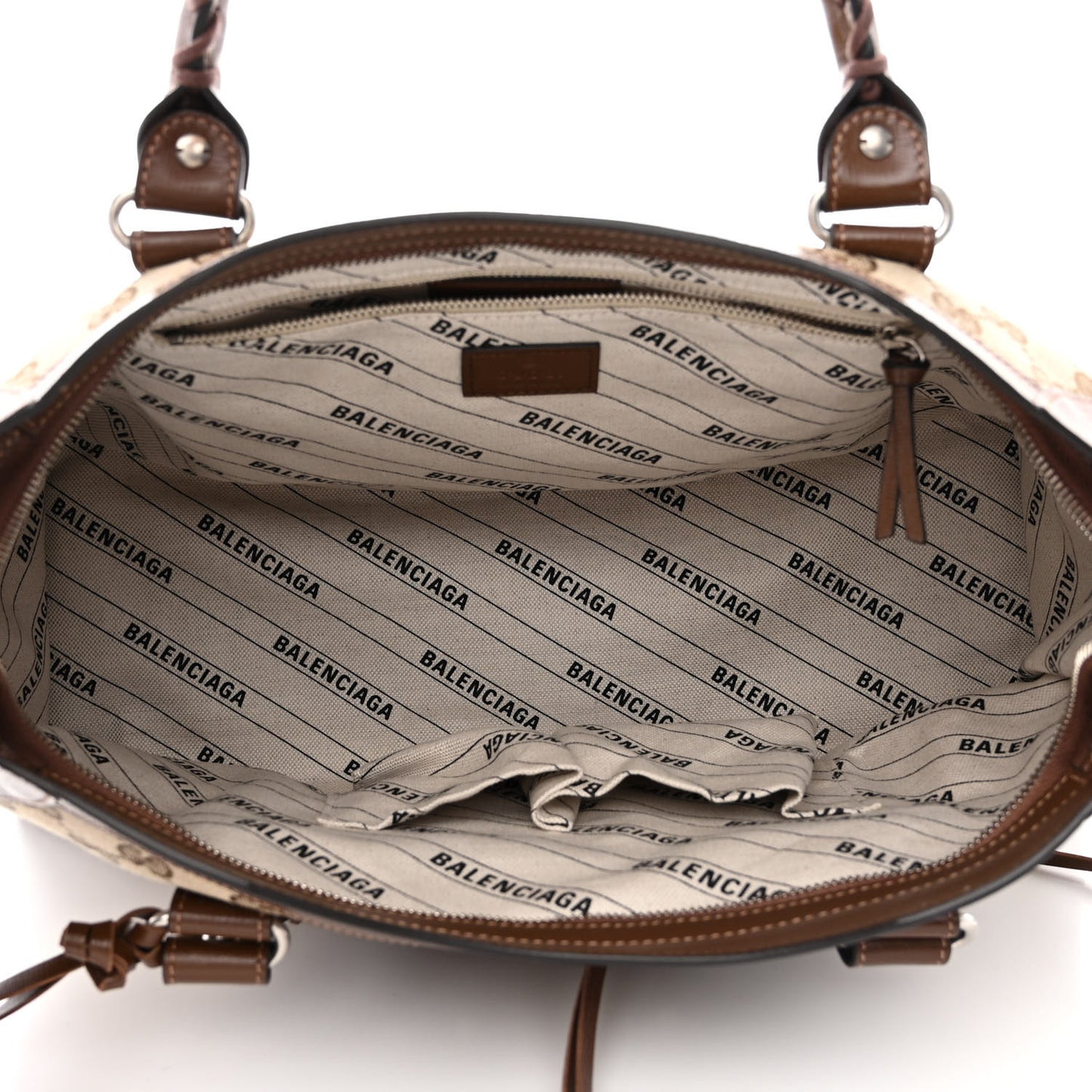 X GUCCI GG Monogram Azalea Calfskin Neo Classic Silver Hardware Medium City Beige Ebony Brown Sugar