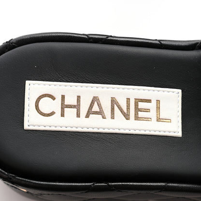 Chanel Lambskin Quilted CC Mules Wedge Sandals 35 Black 6 of 8