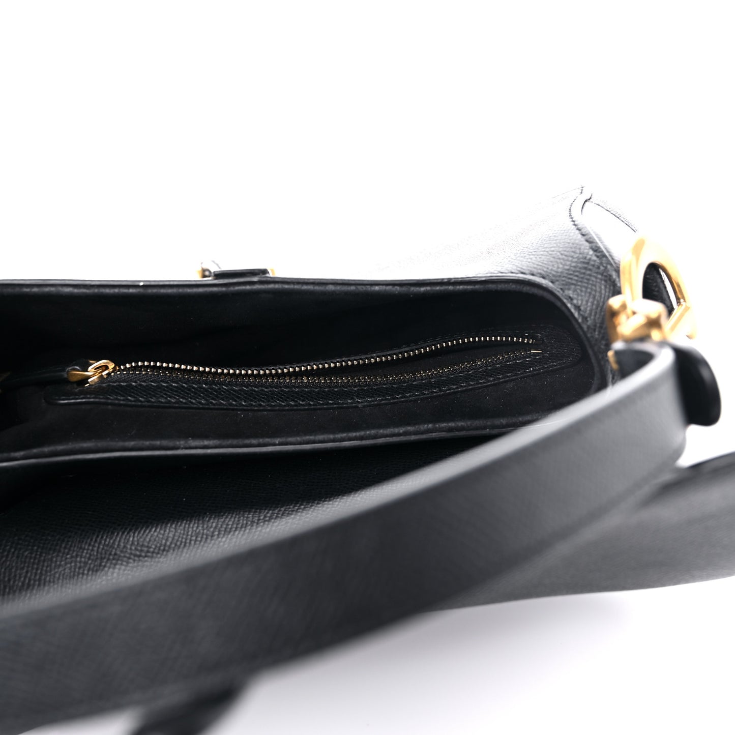 Grained Calfskin Saddle Bag Black