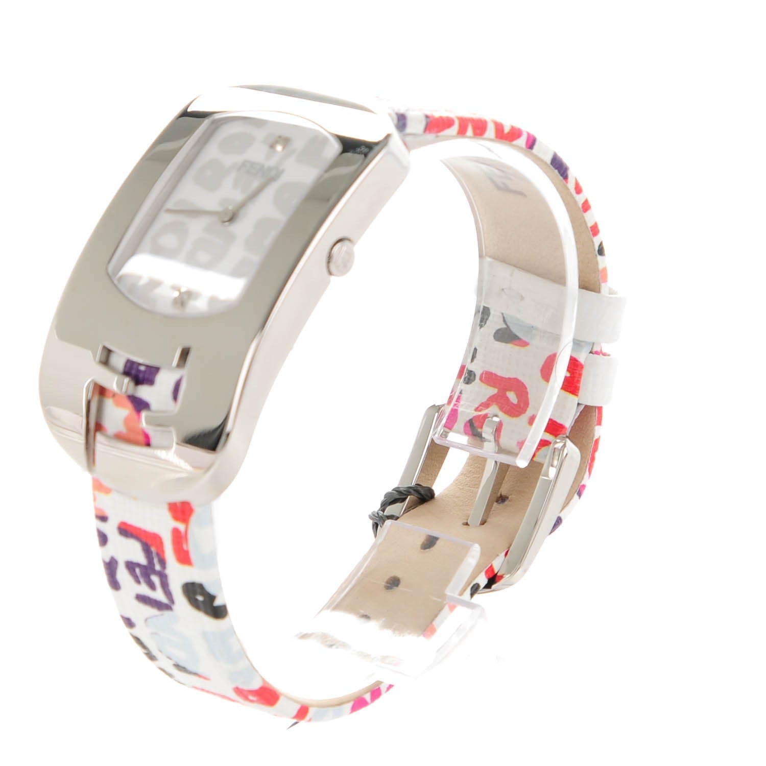 Fendi Stainless Steel Calfskin Diamond 29mm Chameleon Graffiti Quartz Watch 3 of 10