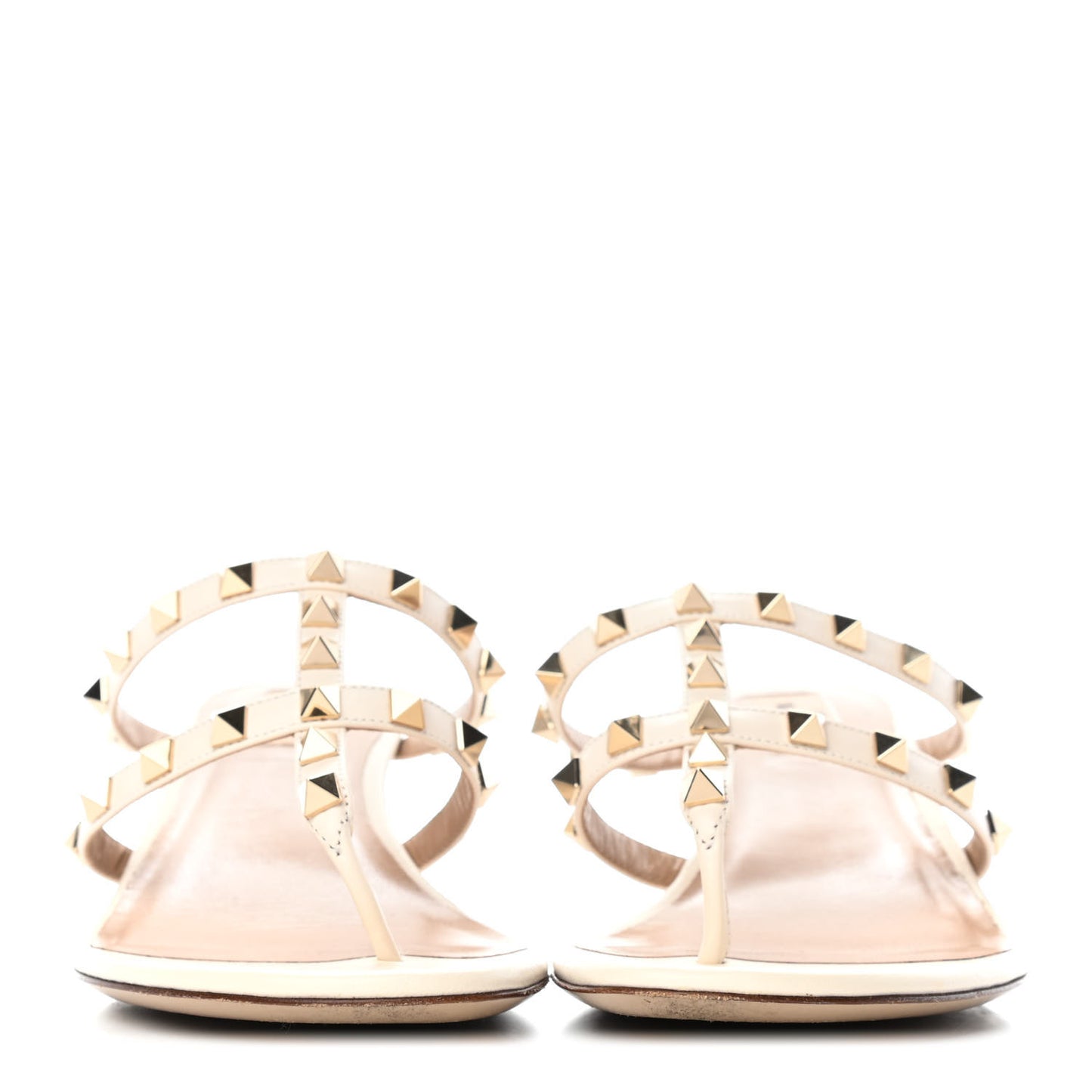 Calfskin Rockstud 50mm Flip Flop Thong Sandals 37.5 Ivory