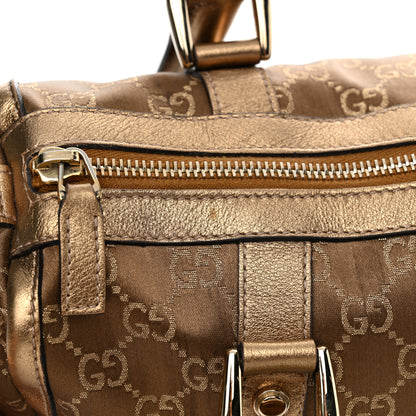 Gucci Satin Monogram Small Abbey Boston Metallic Bronze 16 of 17