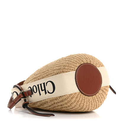Chloe X MIFUKO Raffia Calfskin Small Woody Basket Shoulder Bag Beige Brown 4 of 10